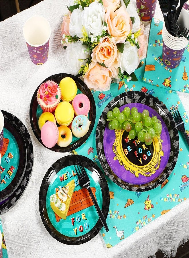 Funnymoom مجموعة فاني موم المكونة من 84 قطعة من لوازم حفلات عيد الميلاد، تشمل أطباقًا وأكوابًا ورقية، ومناديل، وشوكة بلاستيكية سوداء، وأدوات مائدة للاستخدام مرة واحدة. - Image 5